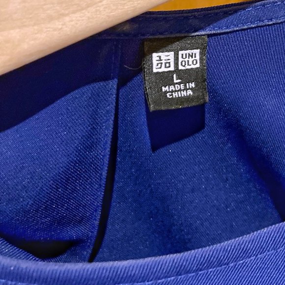 Uniqlo women drape short-sleeve a-line blouse [colour NAVY BLUE] - Picture 2 of 7